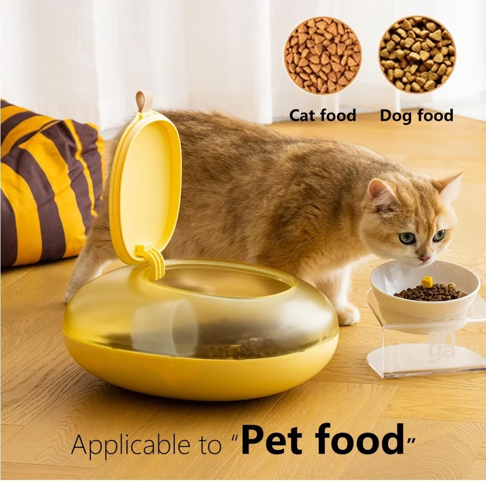 Yellow Pet Food Container 10 Lbs Storage Container Bin  Cereal Container Bins